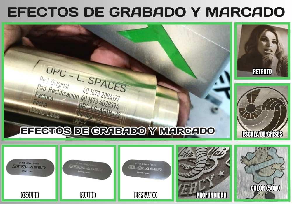 Efectos de acabado al grabar o marcar | FlexMax México